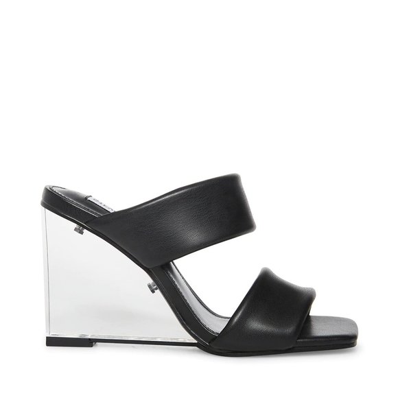NEW! Steve Madden ISA Black Wedge Slide Vegan Sandal, Size 5.5 M - Picture 2 of 13